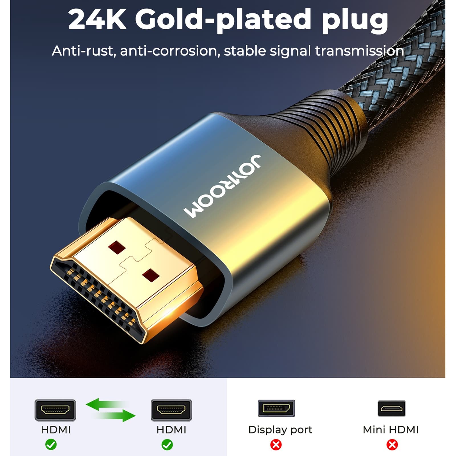 JOYROOM SY-20H1 4K 60Hz HDMI to HDMI Adapter Cable — detail 1