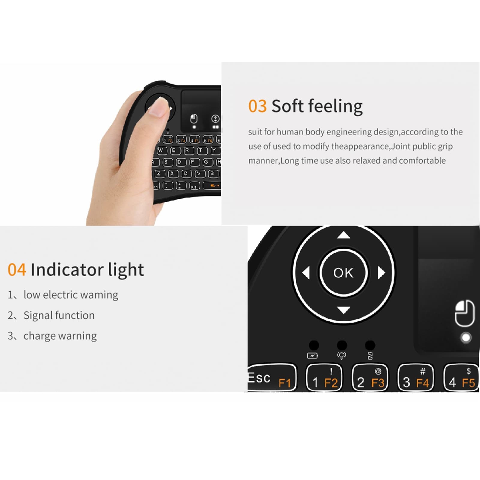 H9 2.4GHz Mini Wireless Air Mouse QWERTY Keyboard with White Backlight & Touchpad for PC — detail 5