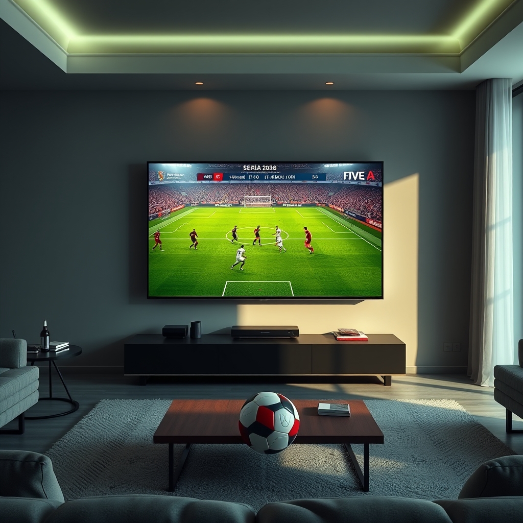 Un écran de télévision 4K affichant un match de Serie A 2026 en direct avec BoxTV Stream Un écran de télévision 4K affichant un match de Serie A 2026 en direct avec BoxTV Stream
